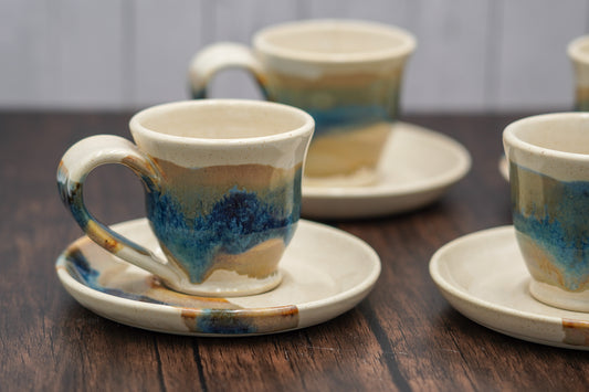 Ceramic Espresso Cup and Optional Saucer, 3.5 to 4 Fluid Ounces Stoneware Handmade Pottery