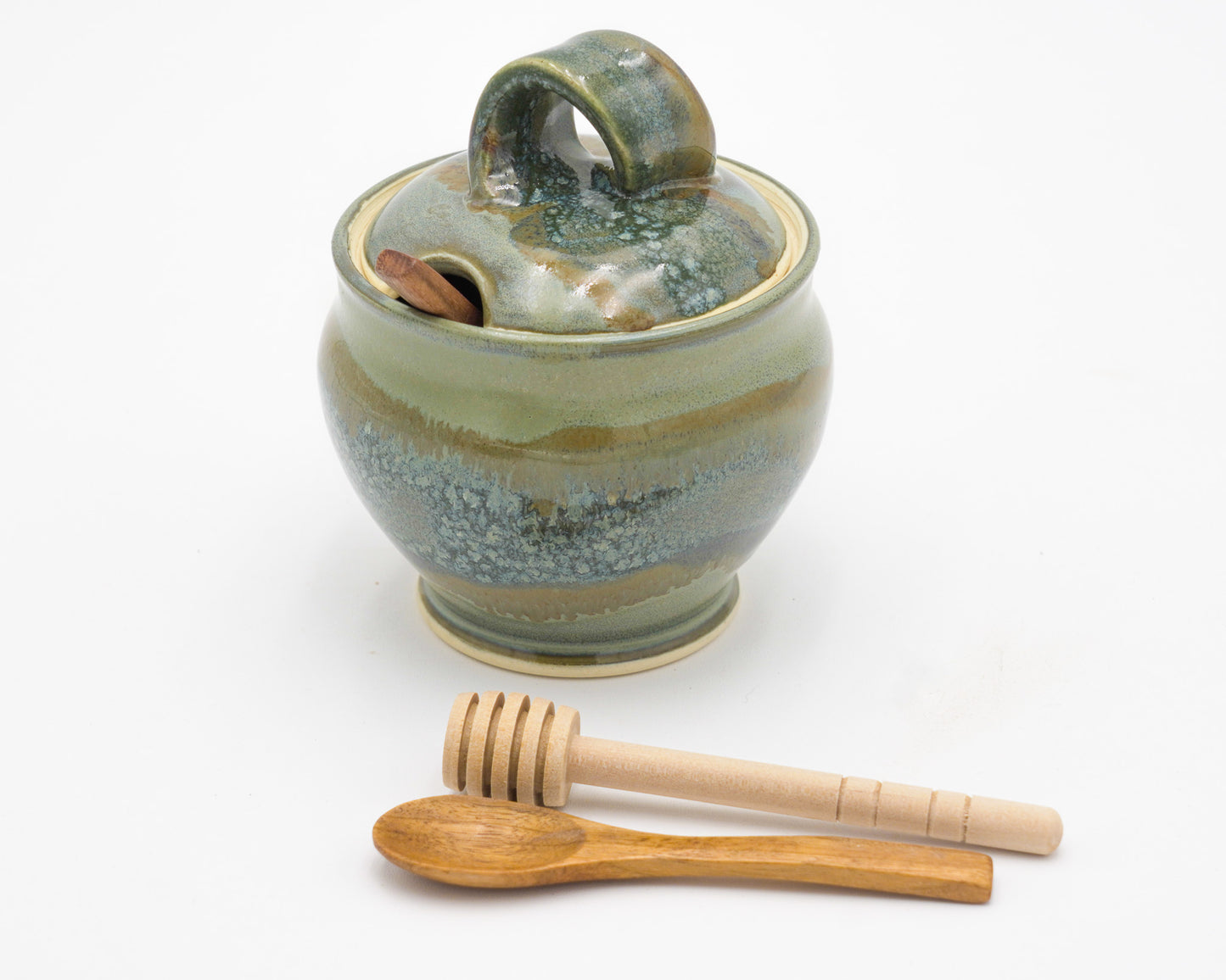 Lidded Pottery Sugar Bowl, Salt Cellar, or Honey Jar: Handmade Stoneware Ceramic Pot