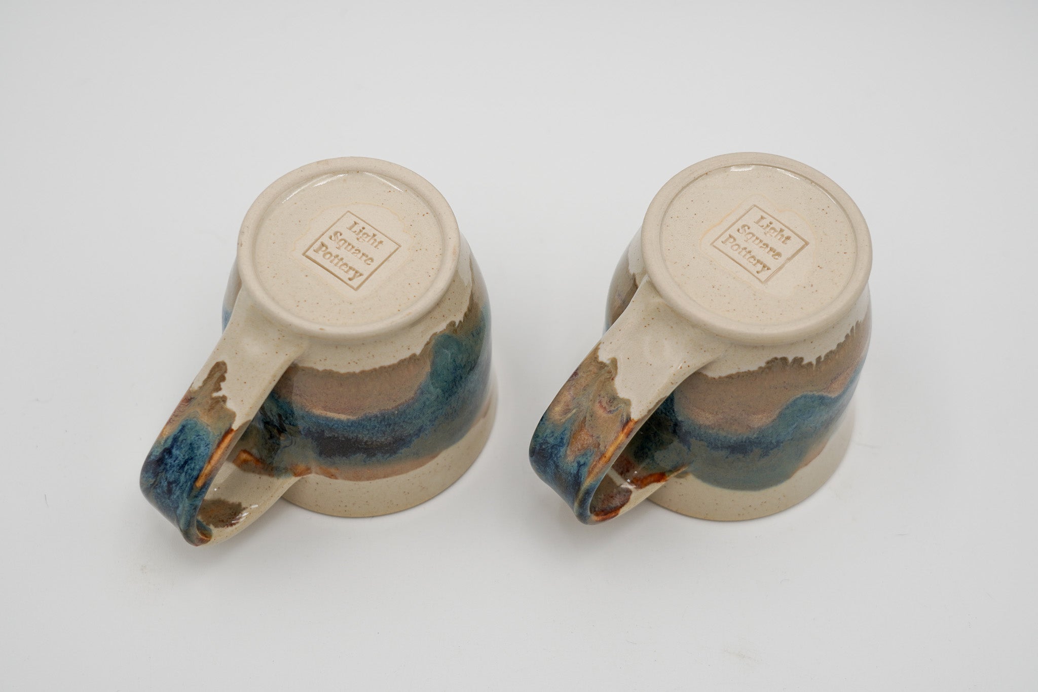 Pair of 6 oz Pottery Mini Mugs: Handmade Wheel Thrown Stoneware Glazed Colorfully