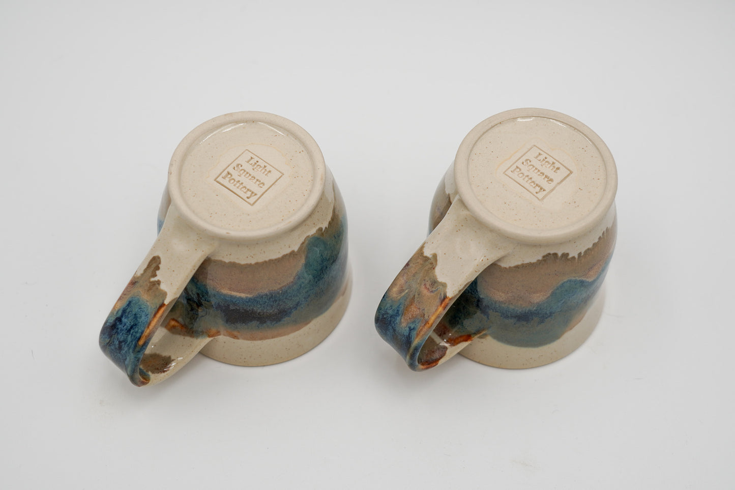 Pair of 6 oz Pottery Mini Mugs: Handmade Wheel Thrown Stoneware Glazed Colorfully