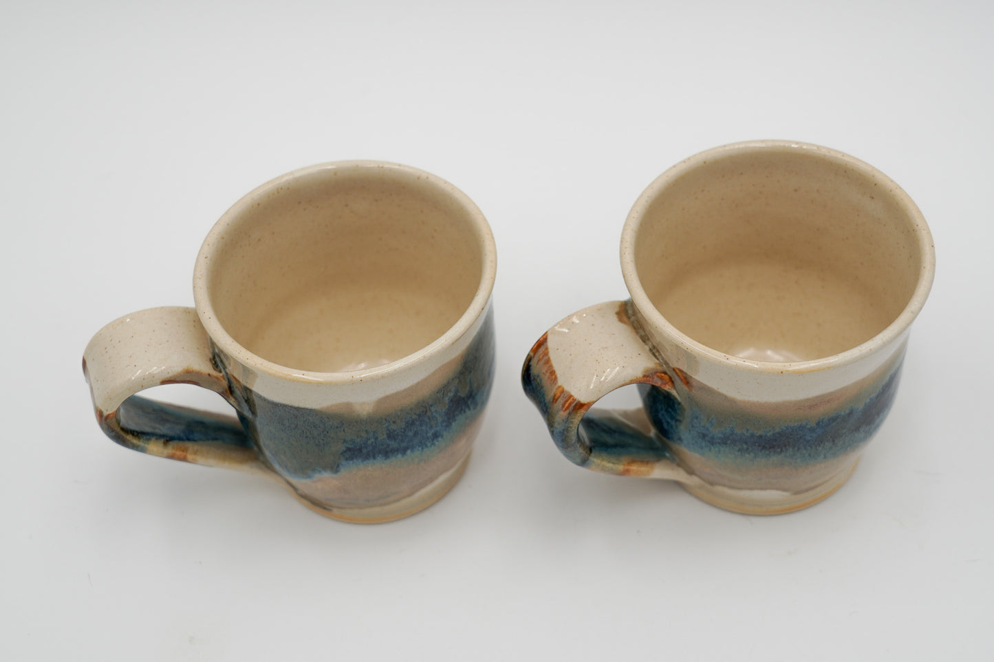 Pair of 6 oz Pottery Mini Mugs: Handmade Wheel Thrown Stoneware Glazed Colorfully