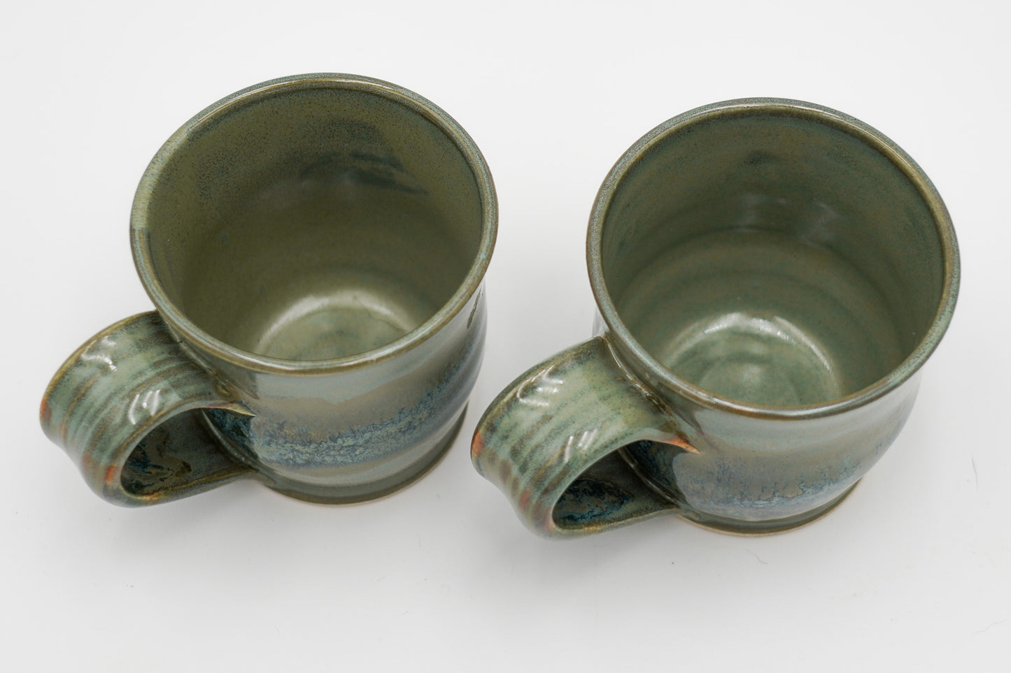 Pair of 6 oz Pottery Mini Mugs: Handmade Wheel Thrown Stoneware Glazed Colorfully