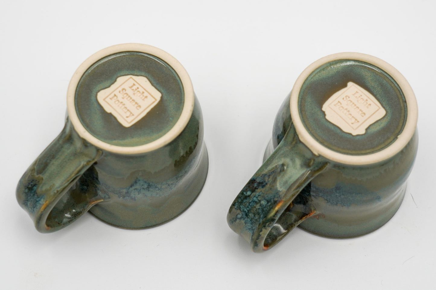 Pair of 6 oz Pottery Mini Mugs: Handmade Wheel Thrown Stoneware Glazed Colorfully