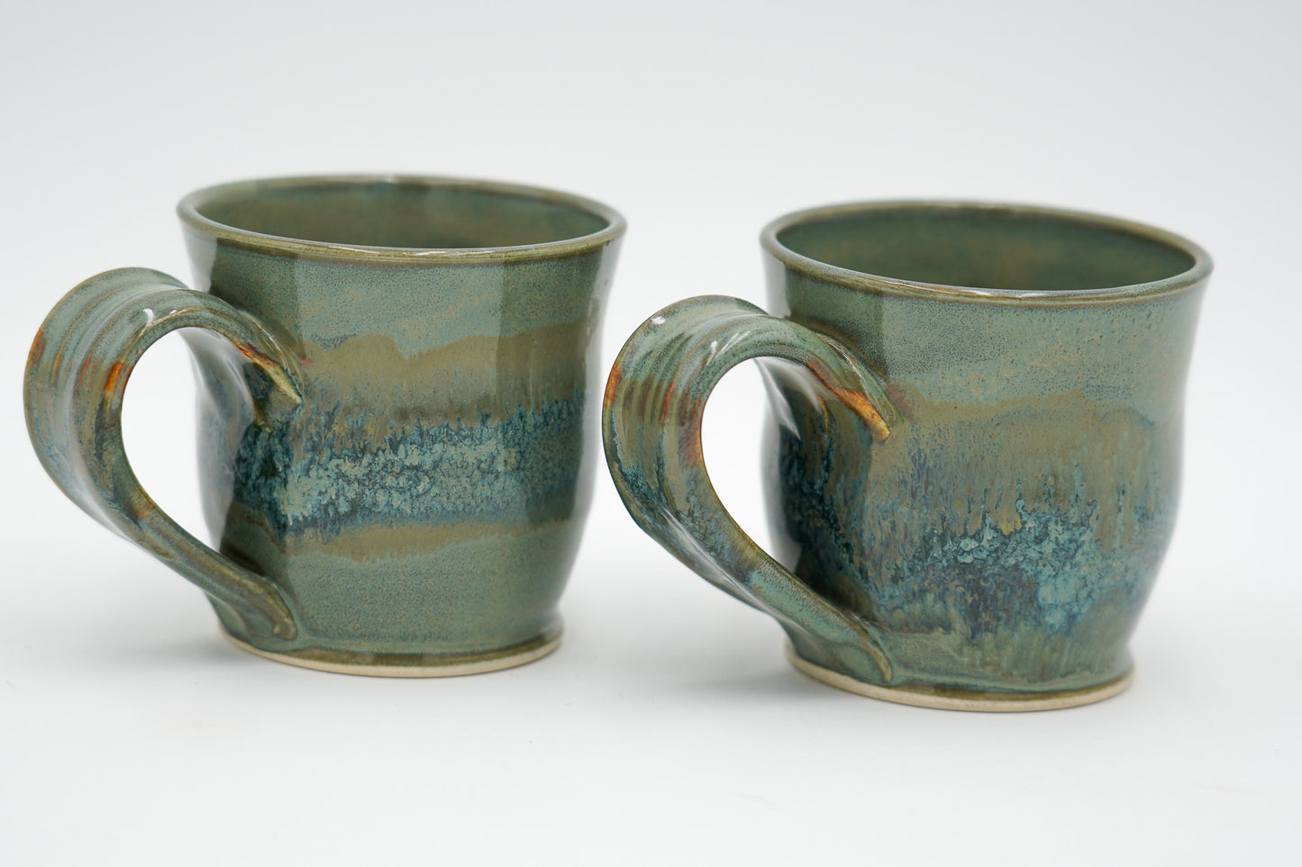 Pair of 6 oz Pottery Mini Mugs: Handmade Wheel Thrown Stoneware Glazed Colorfully
