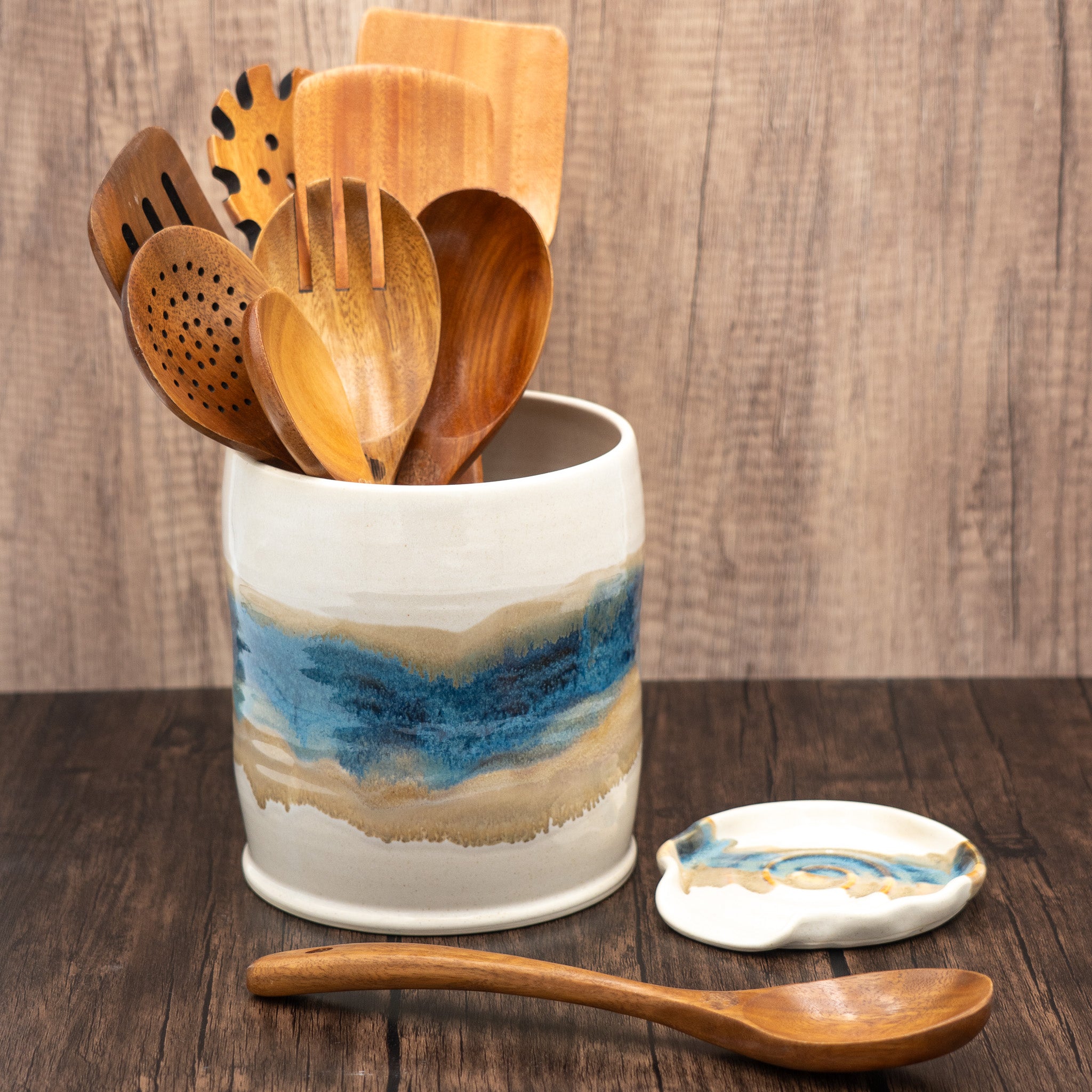 Large Utensil Holder - Optional Matching Spoon Rest