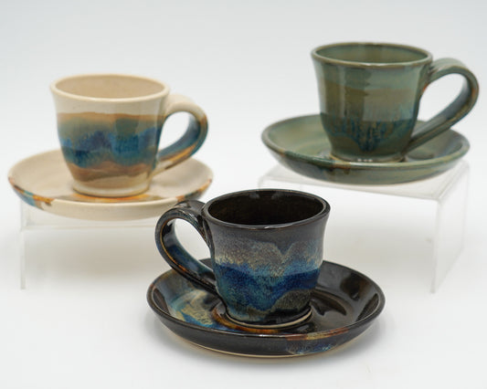 Ceramic Espresso Cup and Optional Saucer, 3.5 to 4 Fluid Ounces Stoneware Handmade Pottery