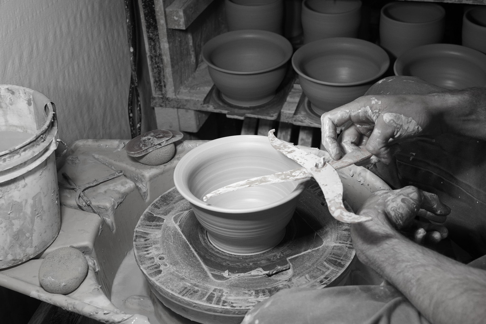 Stoneware Berry Bowl and Saucer: Colorful Glaze Style Wheel Thrown Pottery Colander