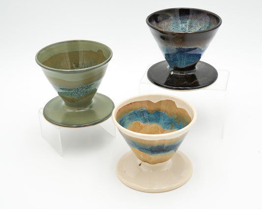Pottery Pour Over: Wheel Thrown Stoneware with Colorful Glazing for 02 Coffee Filters