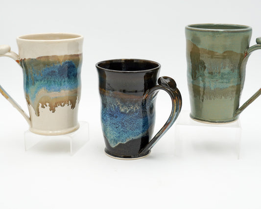 24 oz Extra Large Pottery Mug: Ceramic Stoneware Cup, Wheel Thrown and Lighter Form