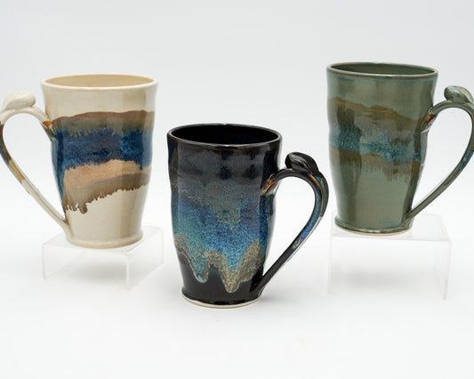 20 Oz Mug Large Pottery Ceramic Coffee Cup Thrown Lighter and with a Pulled Handle