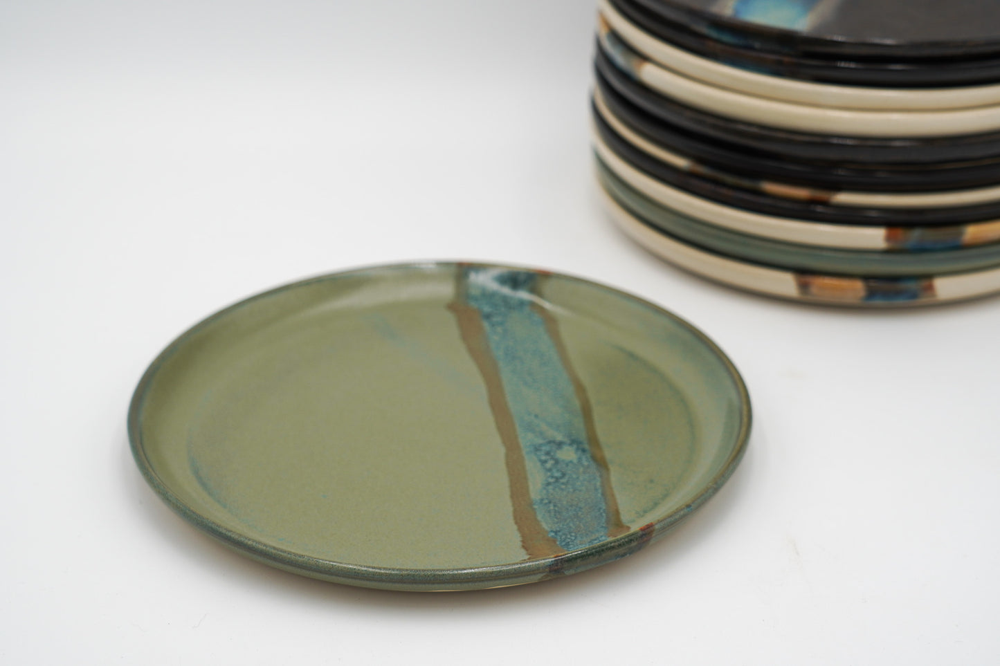 Handmade Stoneware Lunch Plate: Modern Coupe Style, Stackable - 8.25"