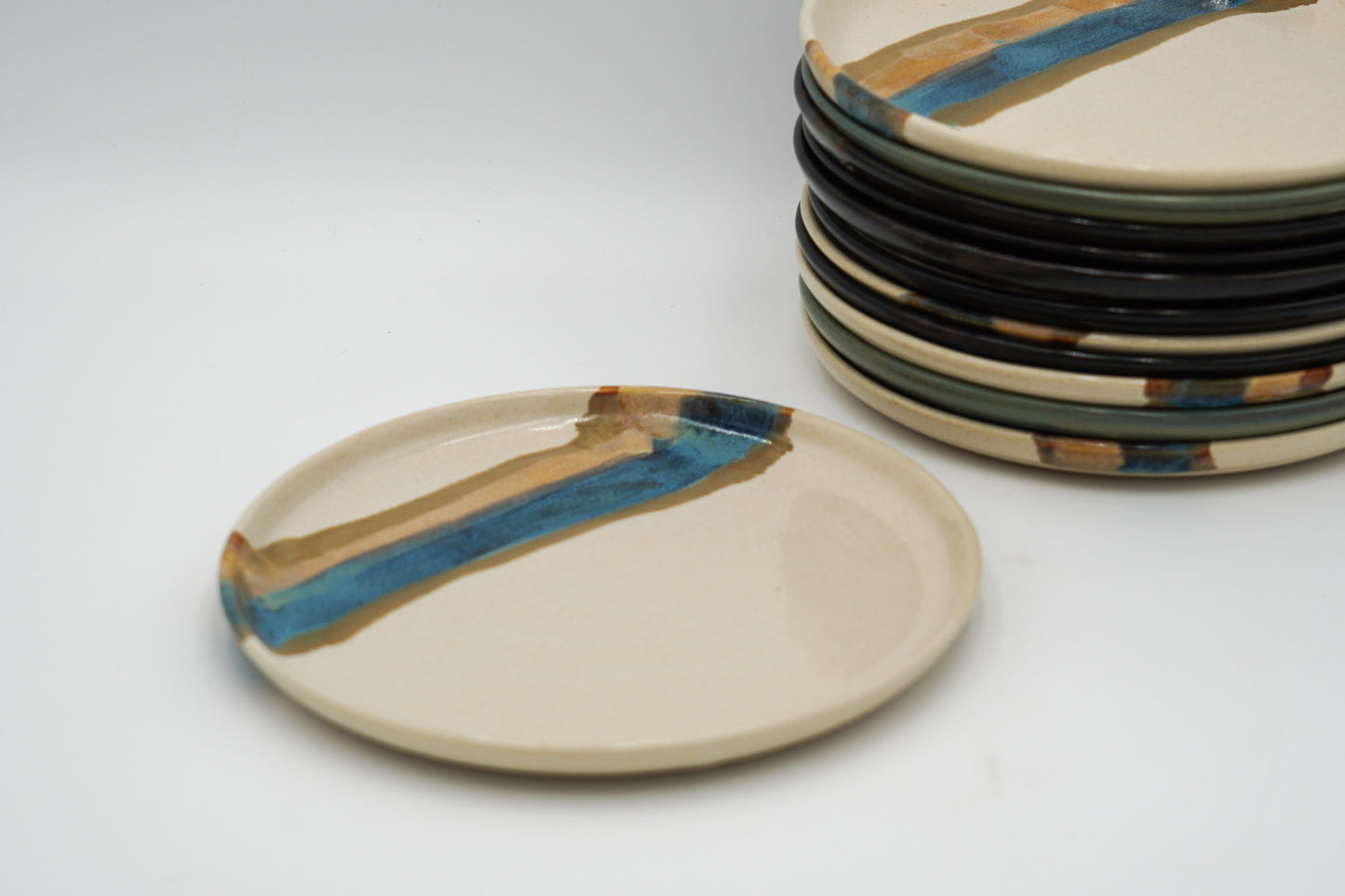 Handmade Stoneware Lunch Plate: Modern Coupe Style, Stackable - 8.25"