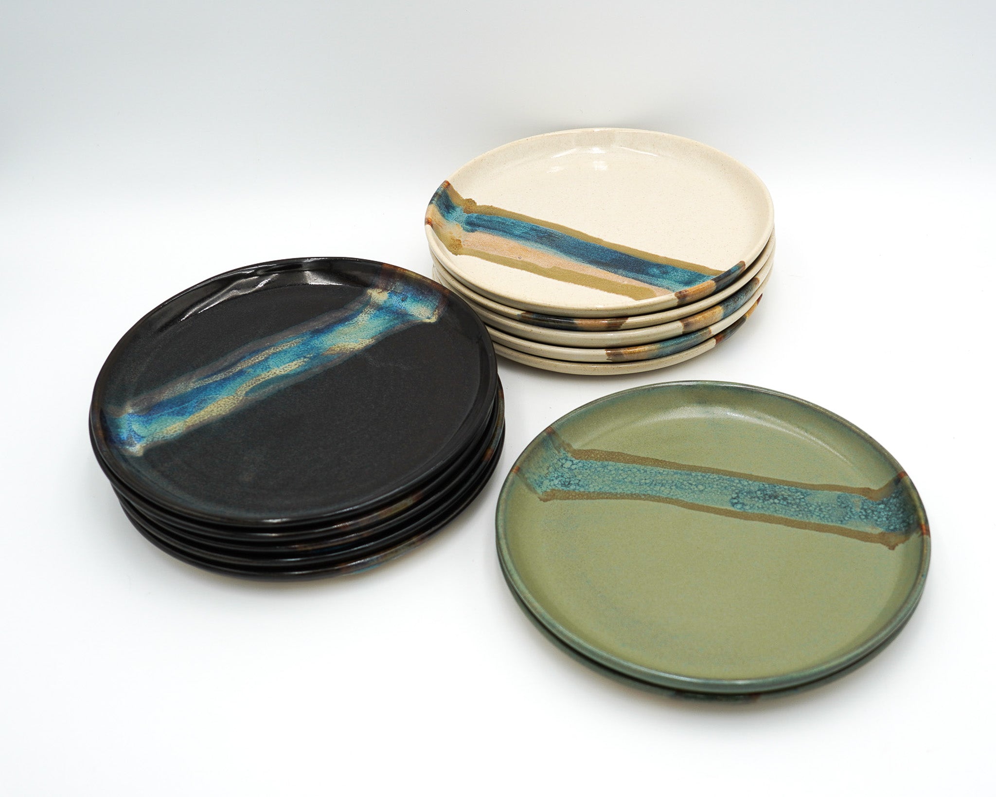 Handmade Stoneware Lunch Plate: Modern Coupe Style, Stackable - 8.25"