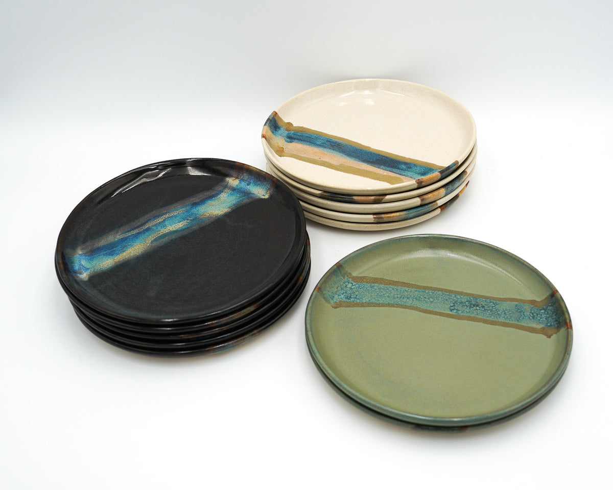 Handmade Stoneware Lunch Plate: Modern Coupe Style, Stackable - 8.25"