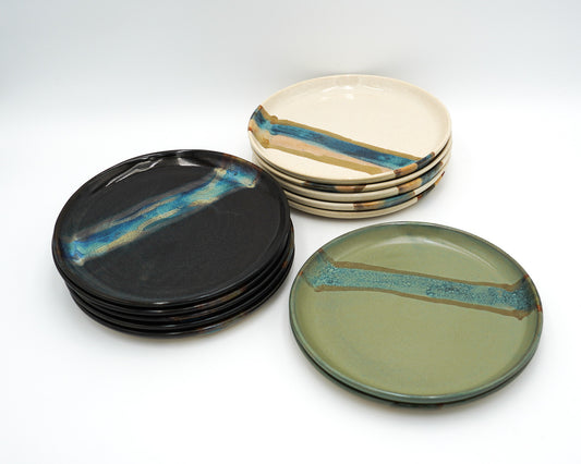 Handmade Stoneware Lunch Plate: Modern Coupe Style, Stackable - 8.25"