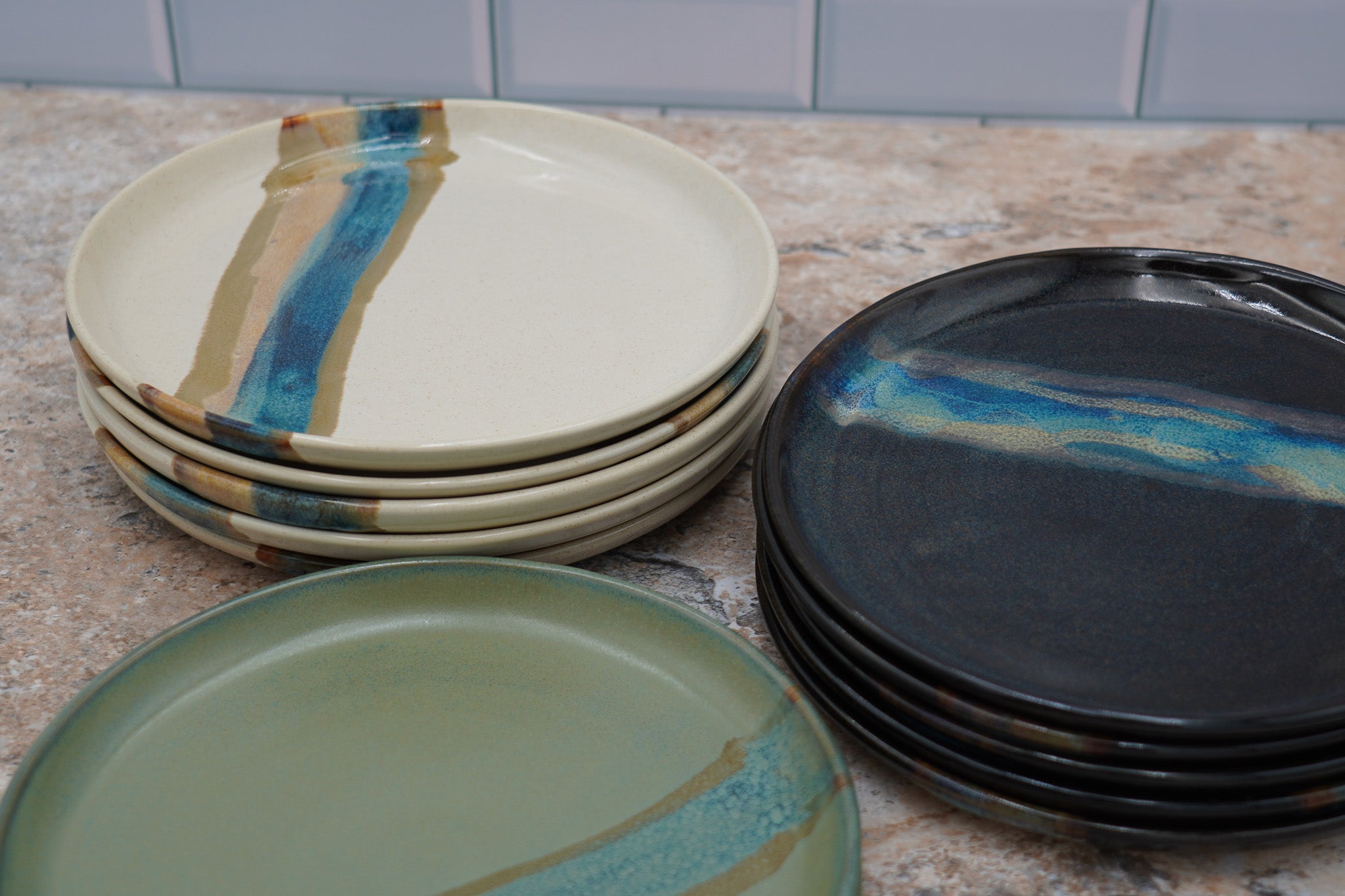 Handmade Stoneware Lunch Plate: Modern Coupe Style, Stackable - 8.25"