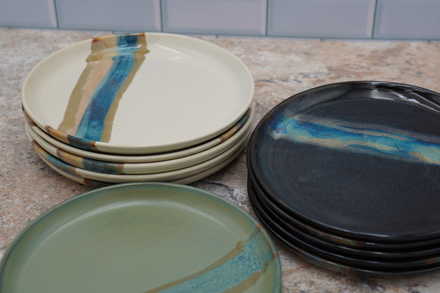 Handmade Stoneware Lunch Plate: Modern Coupe Style, Stackable - 8.25"