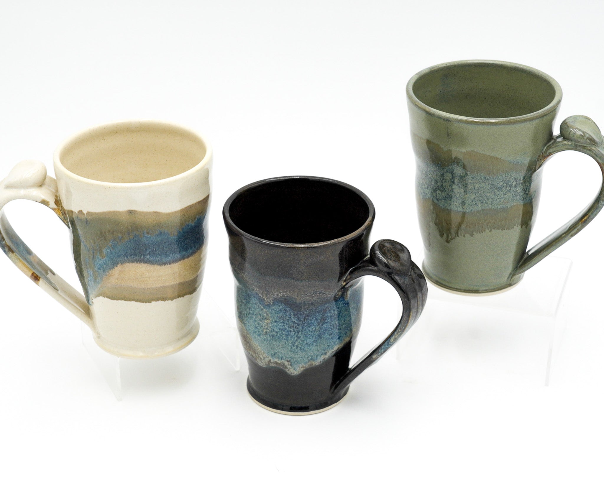 16 oz Handmade Pottery Mug: Colorful Ceramic Coffee Cup Thrown with Stoneware Clay