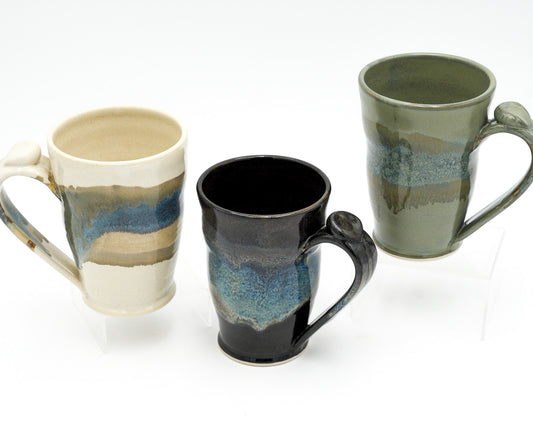 16 oz Handmade Pottery Mug: Colorful Ceramic Coffee Cup Thrown with Stoneware Clay
