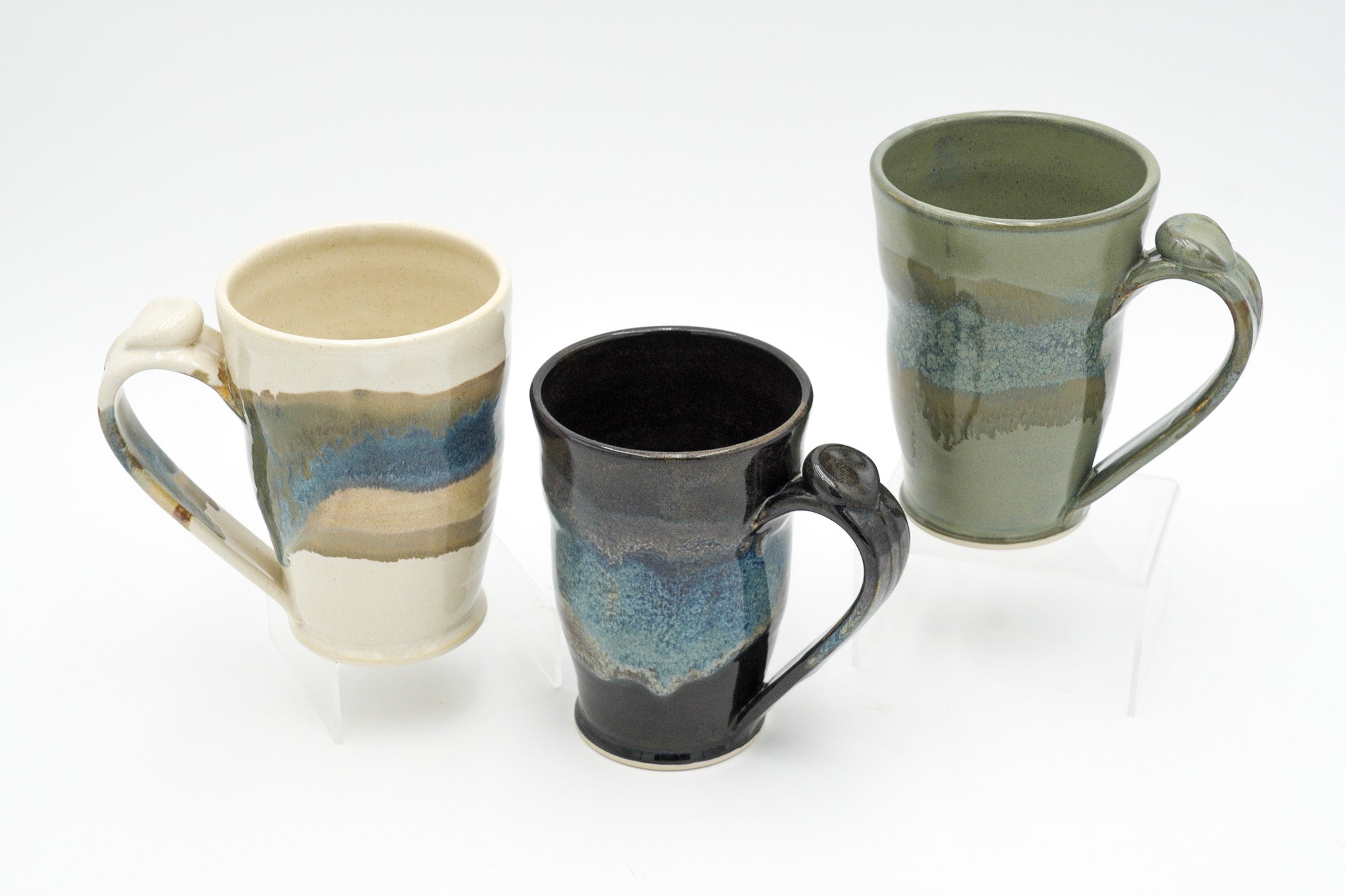 16 oz Handmade Pottery Mug: Colorful Ceramic Coffee Cup Thrown with Stoneware Clay