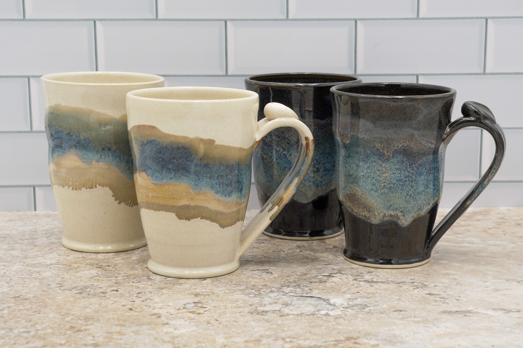 16 oz Handmade Pottery Mug: Colorful Ceramic Coffee Cup Thrown with Stoneware Clay