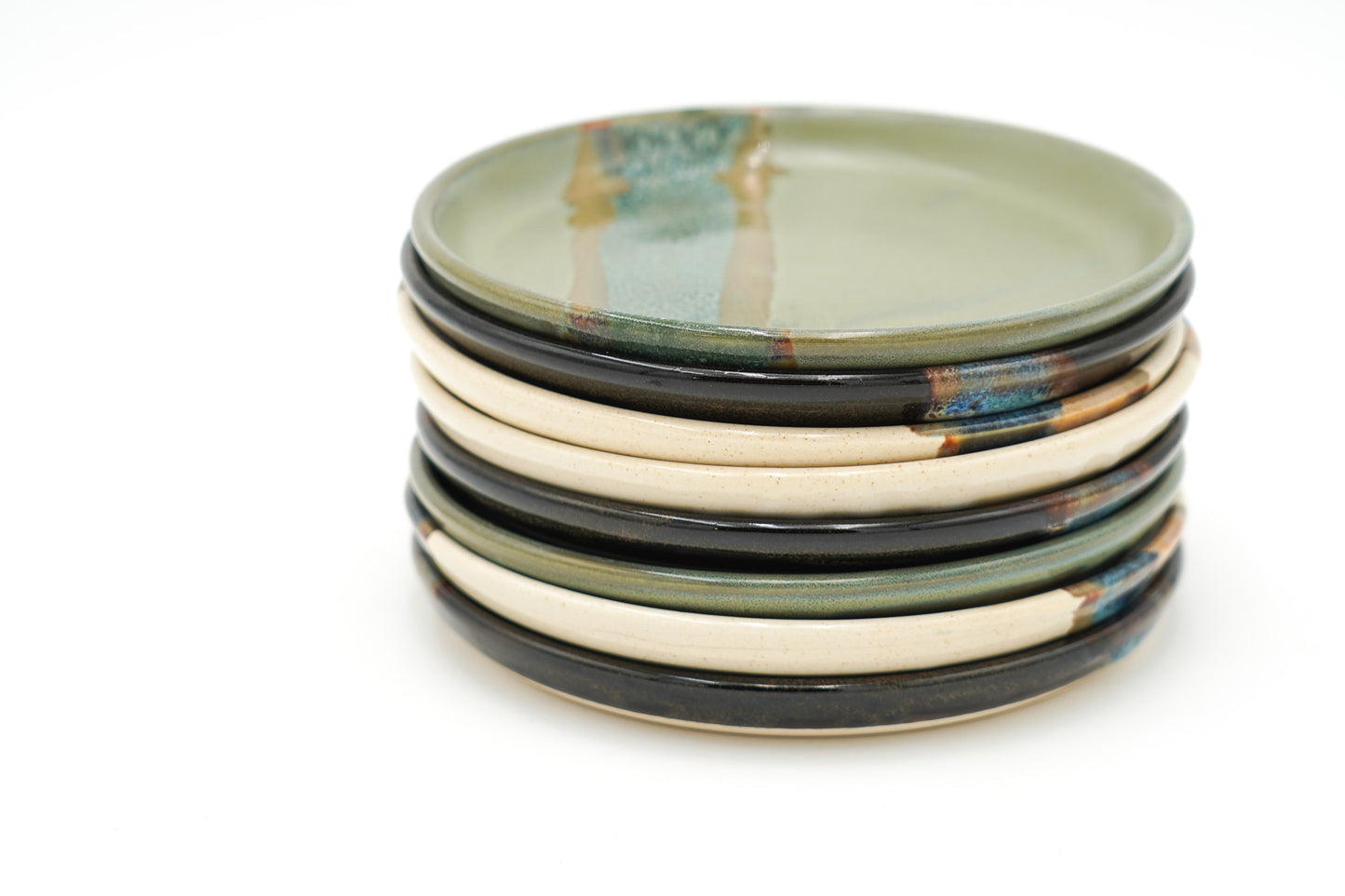 Stoneware Dessert Plate: Modern Coupe Style Wheel Thrown Handmade Pottery Dish, Stackable - 6.25"