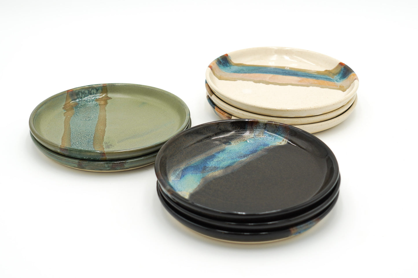 Stoneware Dessert Plate: Modern Coupe Style Wheel Thrown Handmade Pottery Dish, Stackable - 6.25"