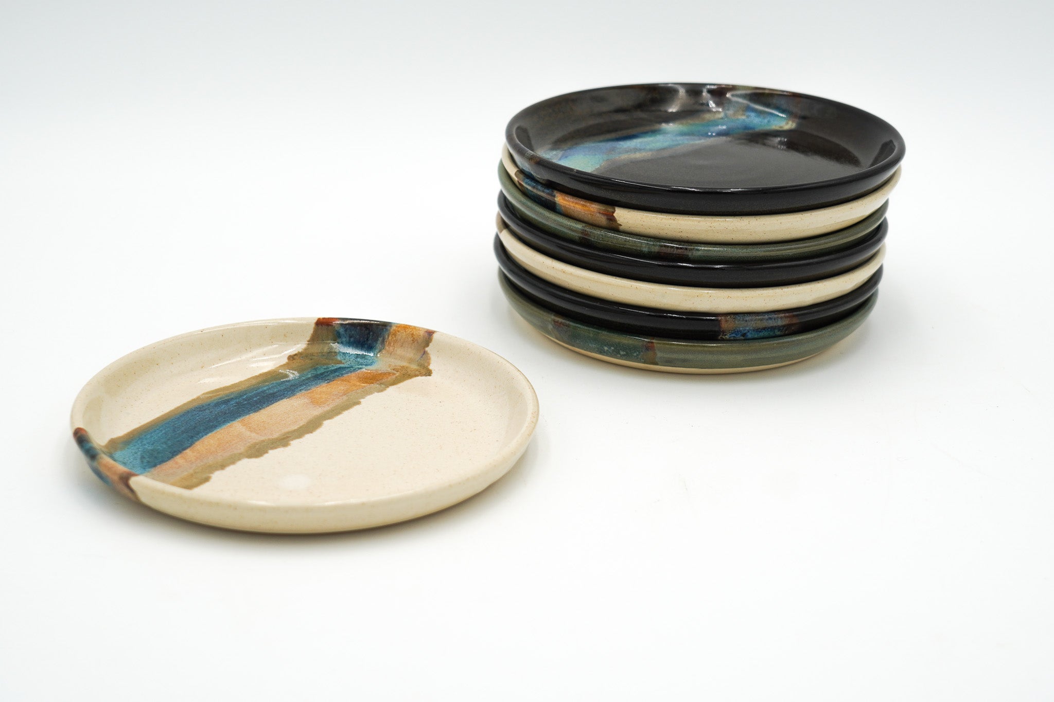 Stoneware Dessert Plate: Modern Coupe Style Wheel Thrown Handmade Pottery Dish, Stackable - 6.25"