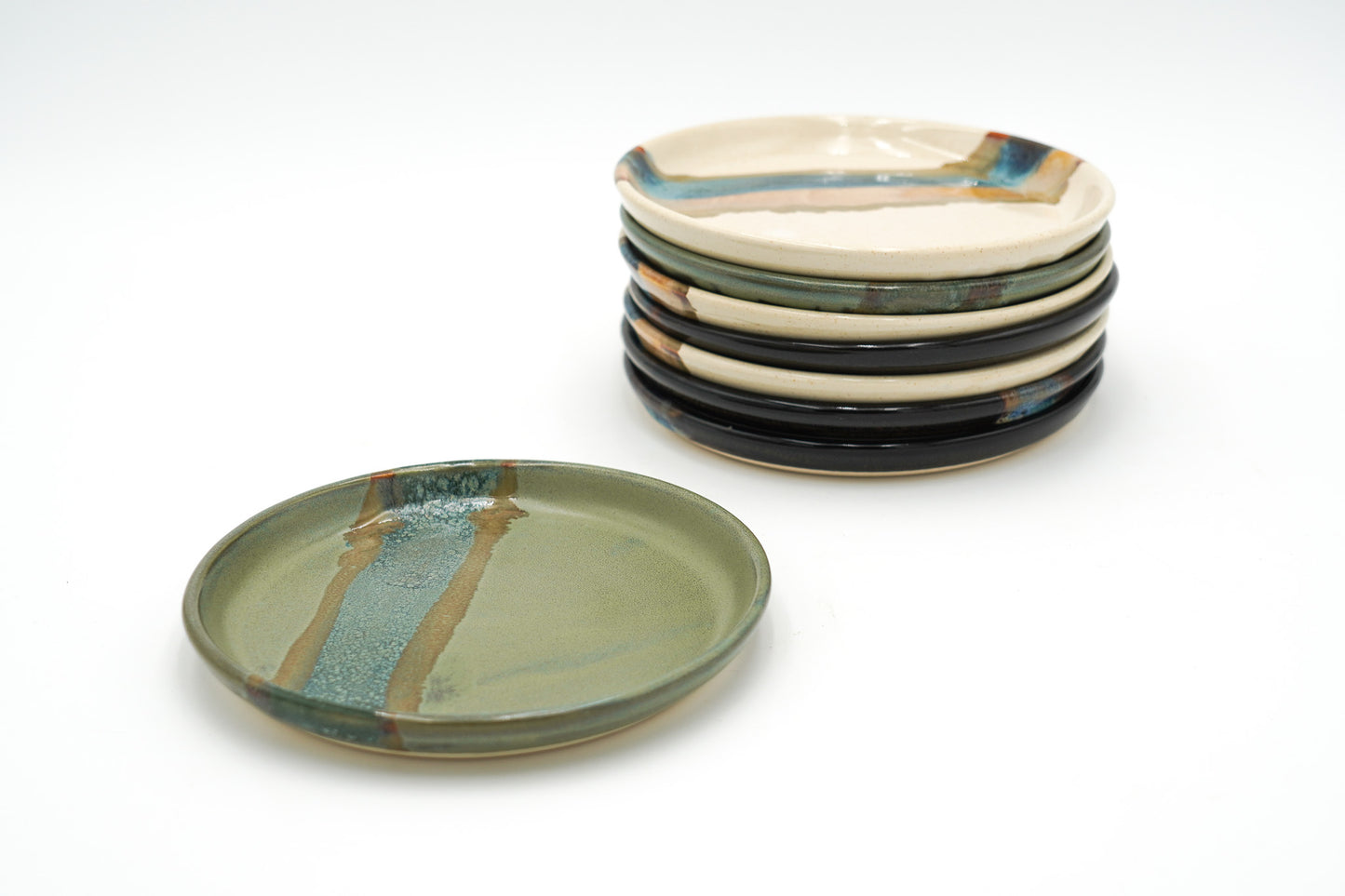 Stoneware Dessert Plate: Modern Coupe Style Wheel Thrown Handmade Pottery Dish, Stackable - 6.25"