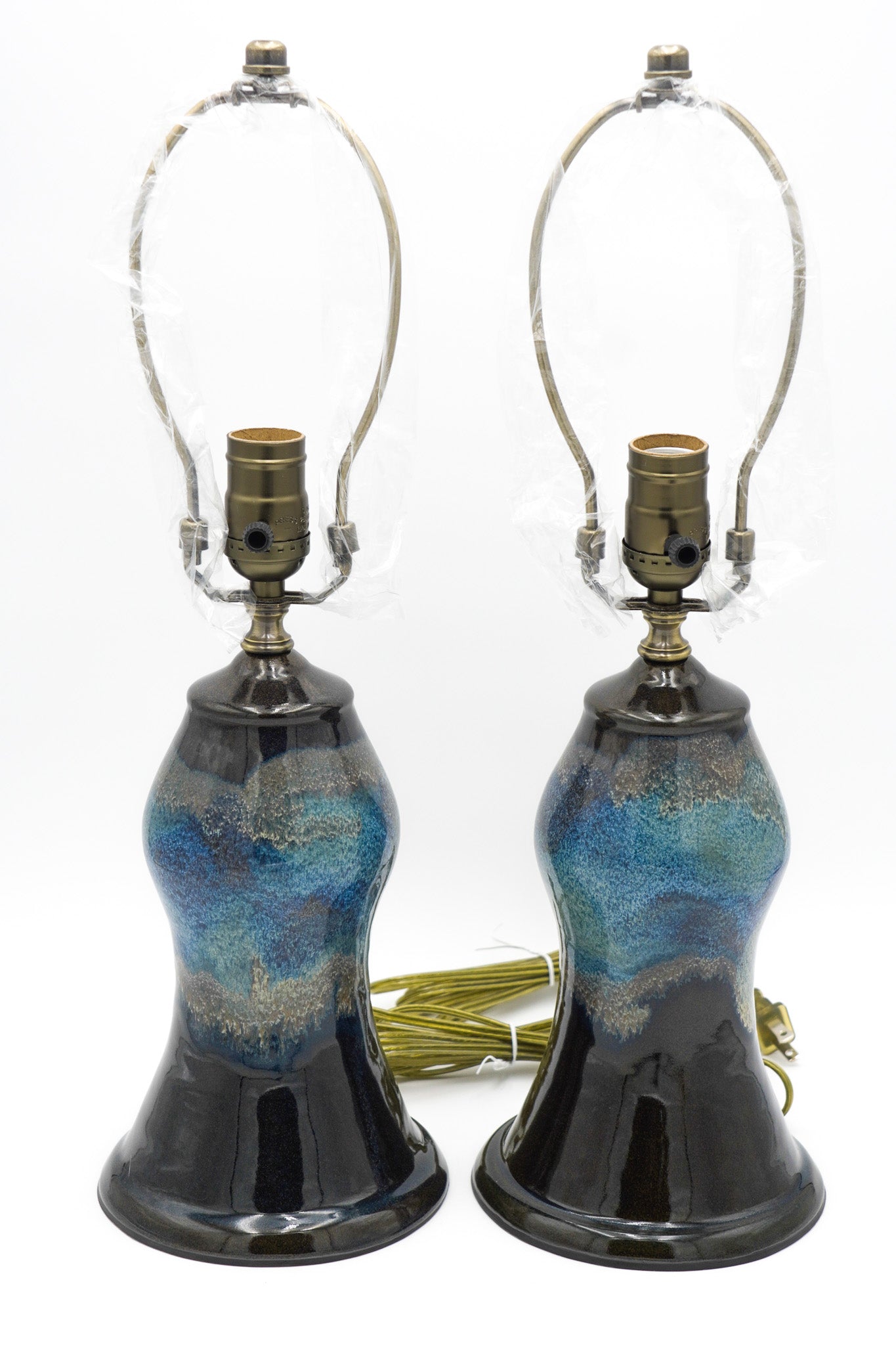 Handmade Ceramic Lamps Colorfully Glazed Stoneware Pottery Lights for End Tables or Bedside Nightstands