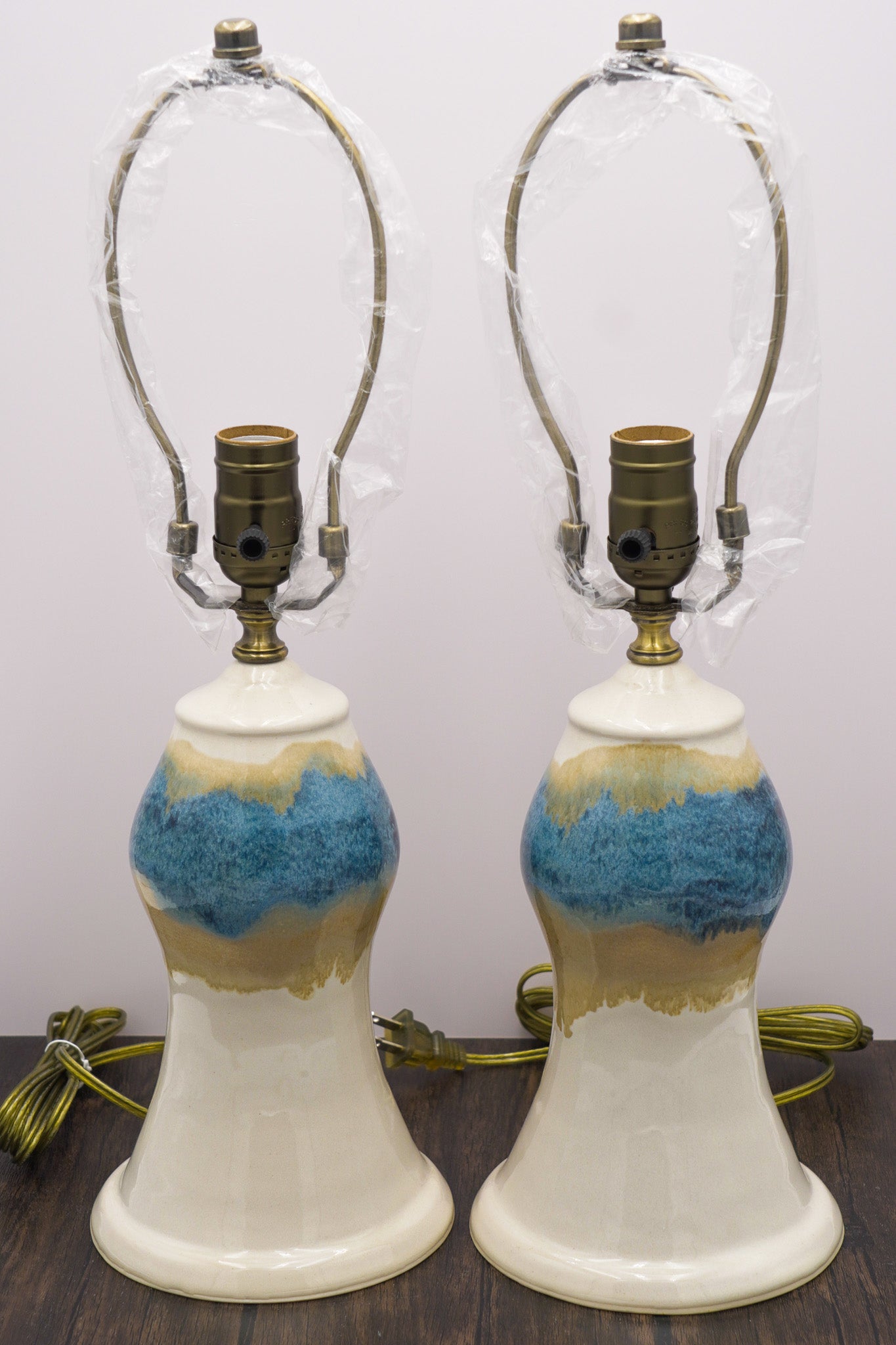 Handmade Ceramic Lamps Colorfully Glazed Stoneware Pottery Lights for End Tables or Bedside Nightstands