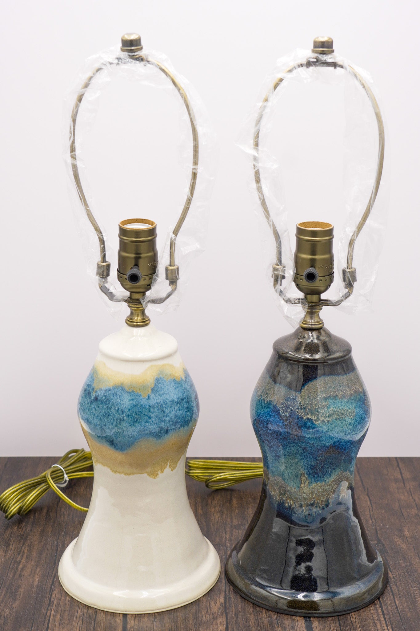 Handmade Ceramic Lamps Colorfully Glazed Stoneware Pottery Lights for End Tables or Bedside Nightstands