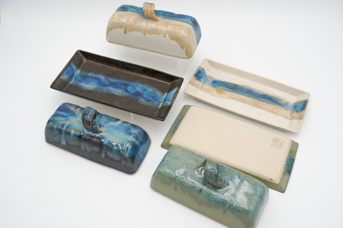 Ceramic Covered Butter Dish: Handmade Pottery with Lid and Handle Glazed to Add Color