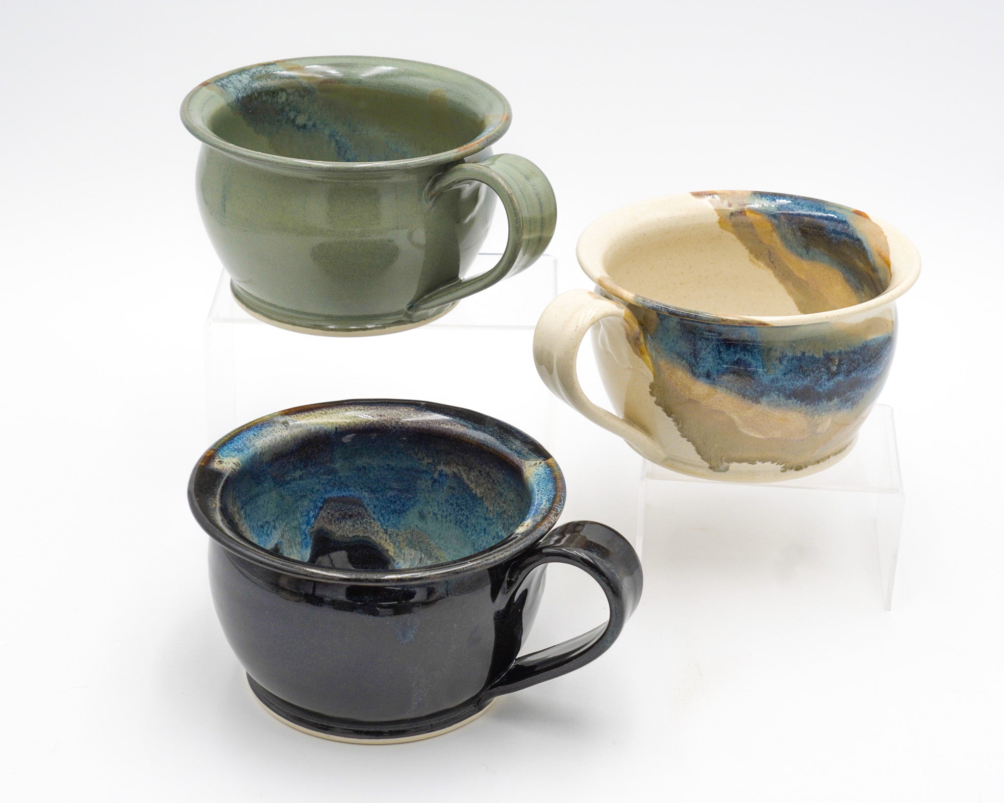 Pottery Soup Mug: Stoneware Ceramic Handled Bowl for Cereal Chili Salad, 20 ounces size