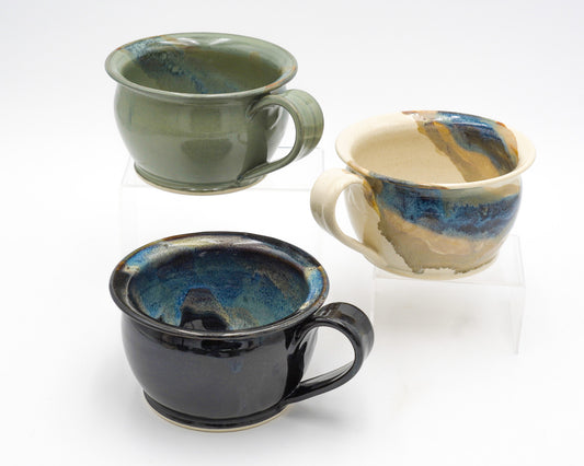 Pottery Soup Mug: Stoneware Ceramic Handled Bowl for Cereal Chili Salad, 20 ounces size