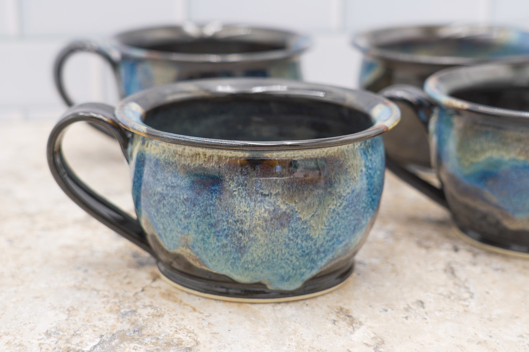 Pottery Soup Mug: Stoneware Ceramic Handled Bowl for Cereal Chili Salad, 20 ounces size