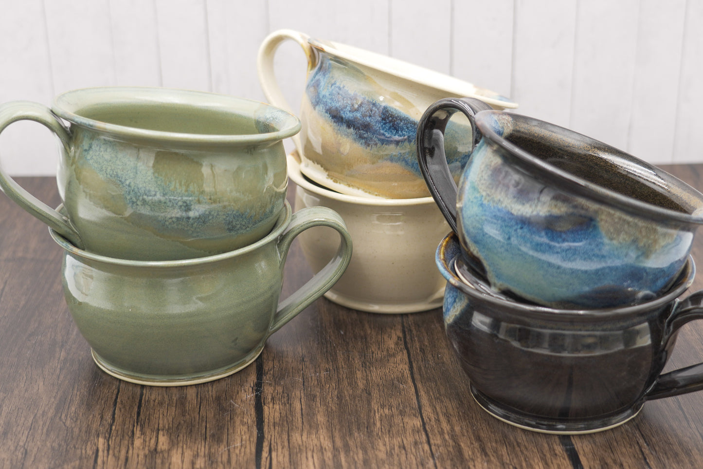 Pottery Soup Mug: Stoneware Ceramic Handled Bowl for Cereal Chili Salad, 20 ounces size
