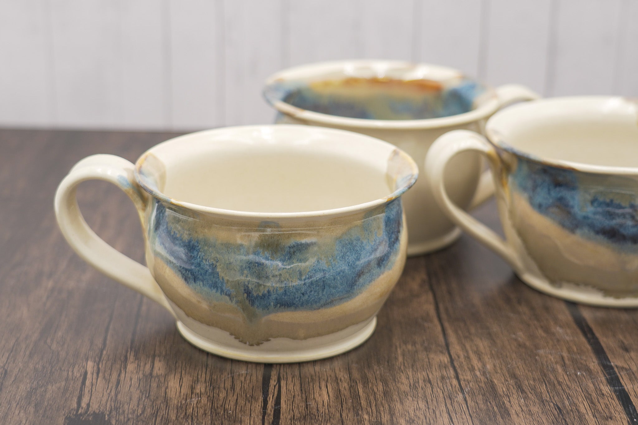 Pottery Soup Mug: Stoneware Ceramic Handled Bowl for Cereal Chili Salad, 20 ounces size