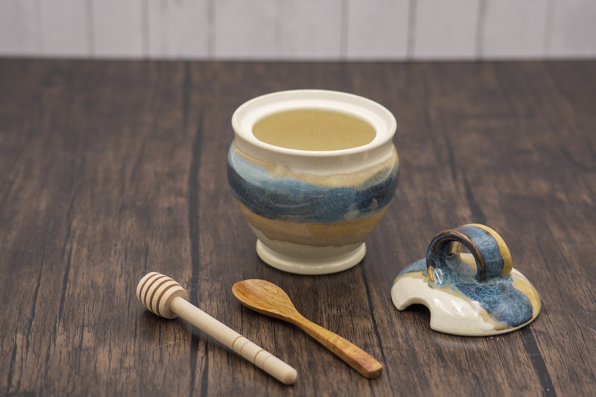 Lidded Pottery Sugar Bowl, Salt Cellar, or Honey Jar: Handmade Stoneware Ceramic Pot