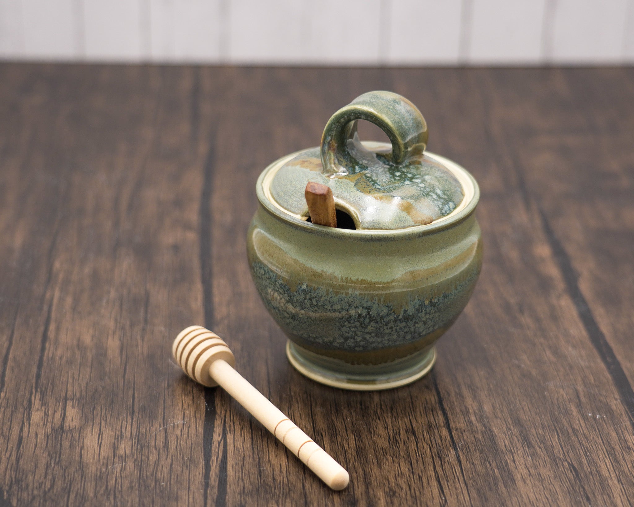 Lidded Pottery Sugar Bowl, Salt Cellar, or Honey Jar: Handmade Stoneware Ceramic Pot