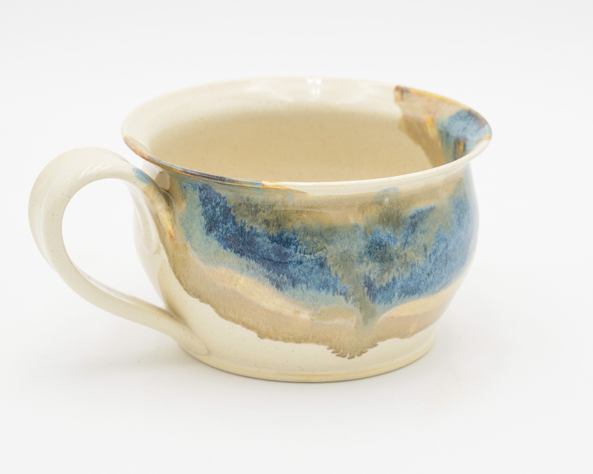 Pottery Soup Mug: Stoneware Ceramic Handled Bowl for Cereal Chili Salad, 20 ounces size