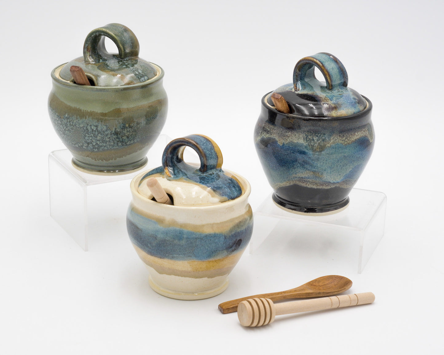 Lidded Pottery Sugar Bowl, Salt Cellar, or Honey Jar: Handmade Stoneware Ceramic Pot