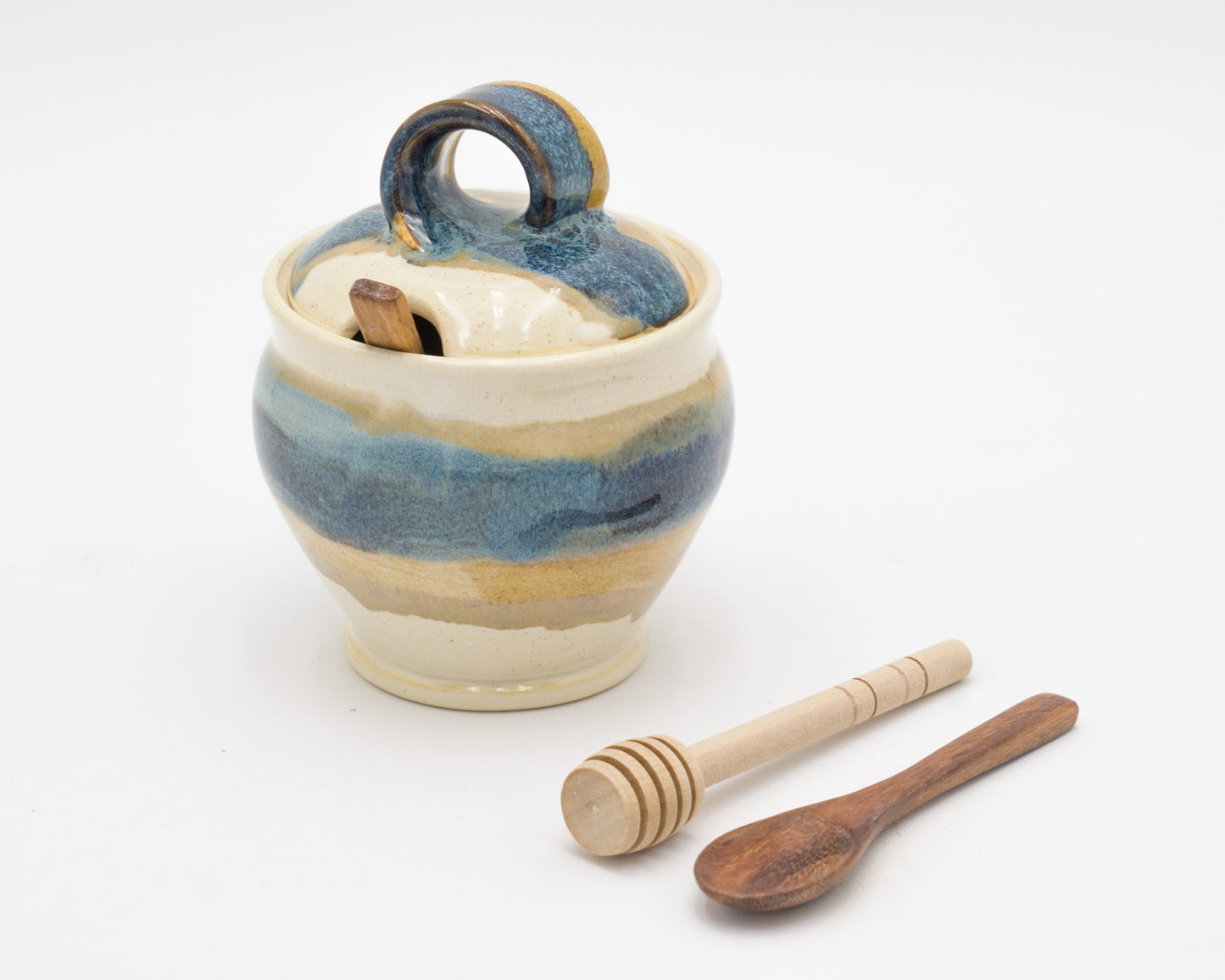 Lidded Pottery Sugar Bowl, Salt Cellar, or Honey Jar: Handmade Stoneware Ceramic Pot