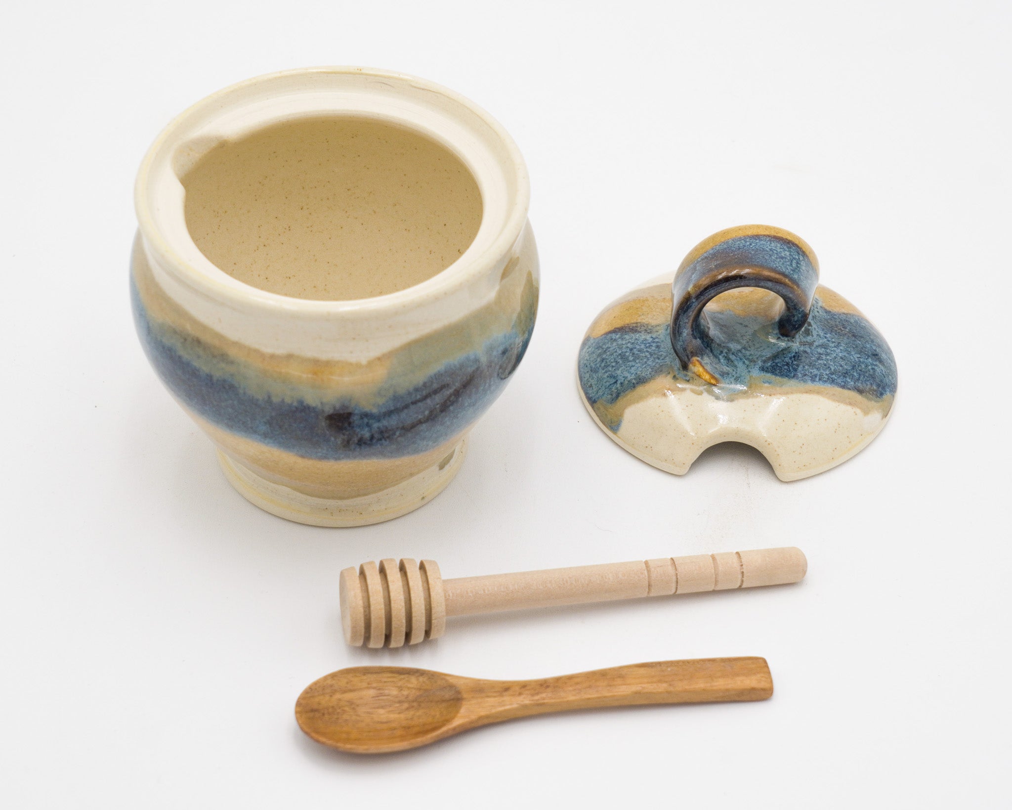 Lidded Pottery Sugar Bowl, Salt Cellar, or Honey Jar: Handmade Stoneware Ceramic Pot