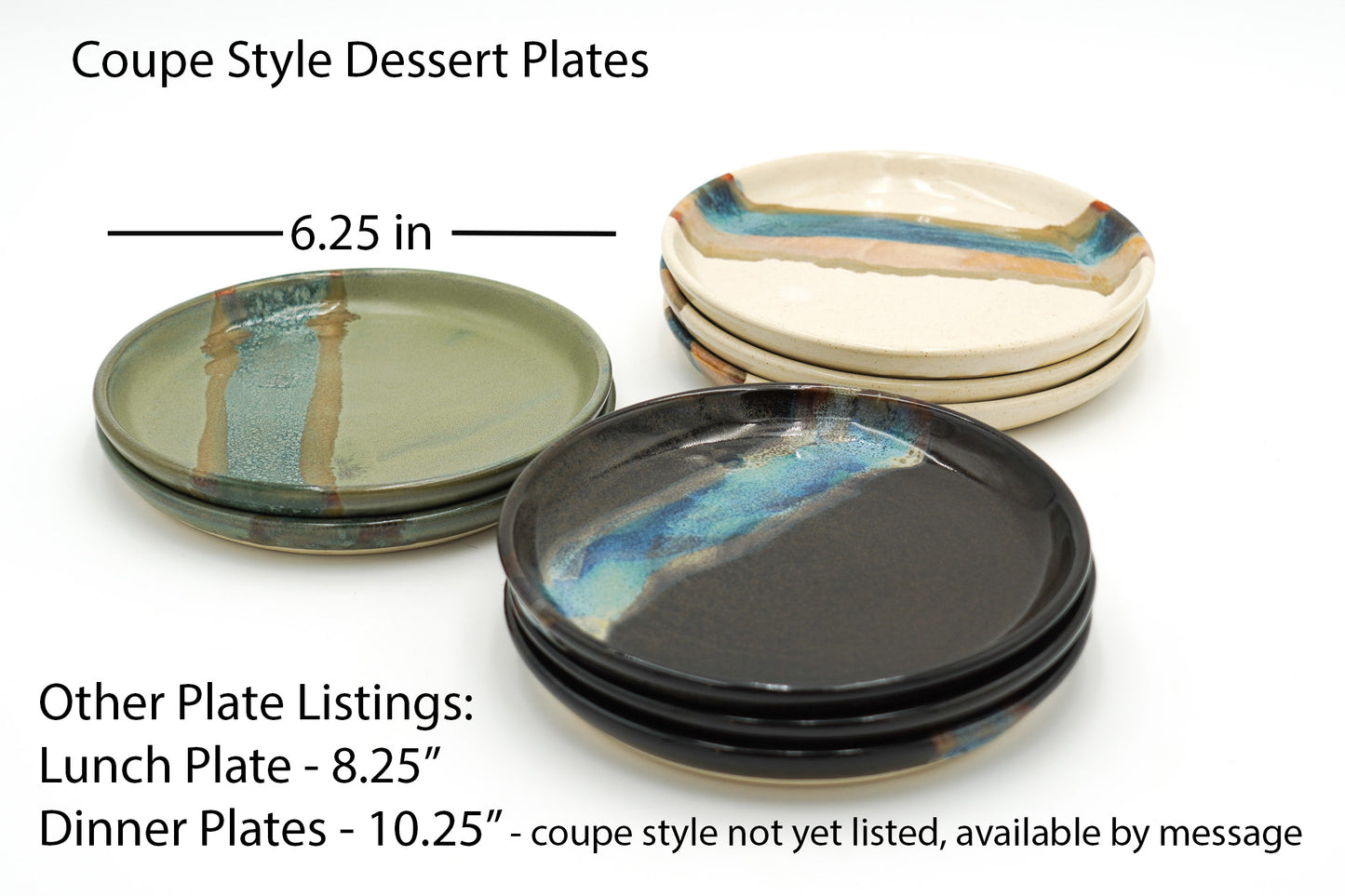 Stoneware Dessert Plate: Modern Coupe Style Wheel Thrown Handmade Pottery Dish, Stackable - 6.25"
