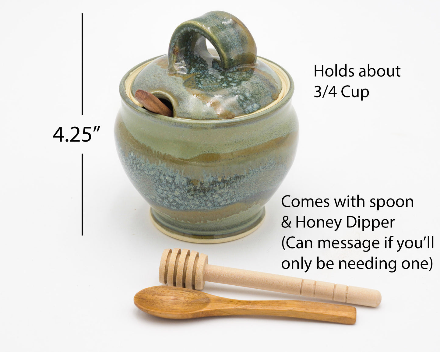 Lidded Pottery Sugar Bowl, Salt Cellar, or Honey Jar: Handmade Stoneware Ceramic Pot