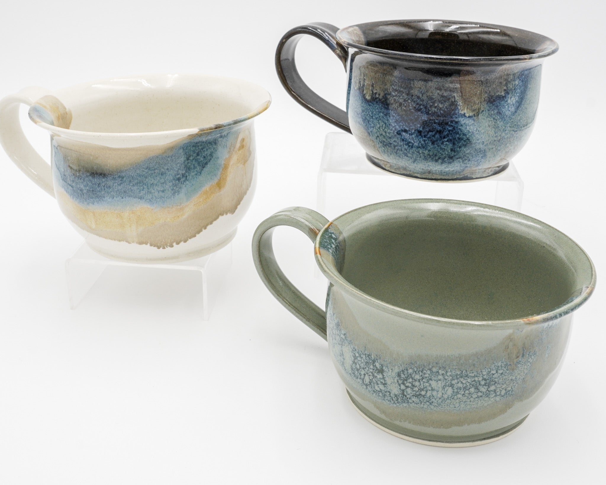 Pottery Soup Mug: Stoneware Ceramic Handled Bowl for Cereal Chili Salad, 20 ounces size