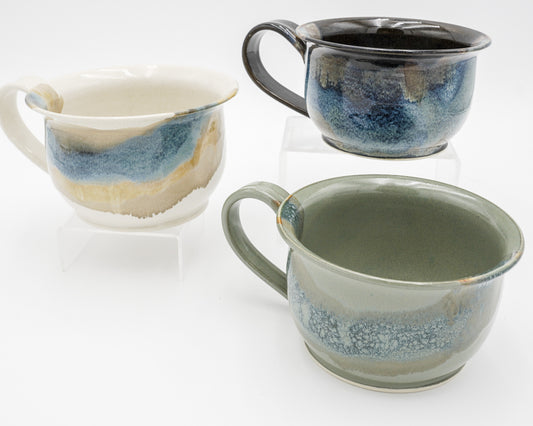 Pottery Soup Mug: Stoneware Ceramic Handled Bowl for Cereal Chili Salad, 20 ounces size