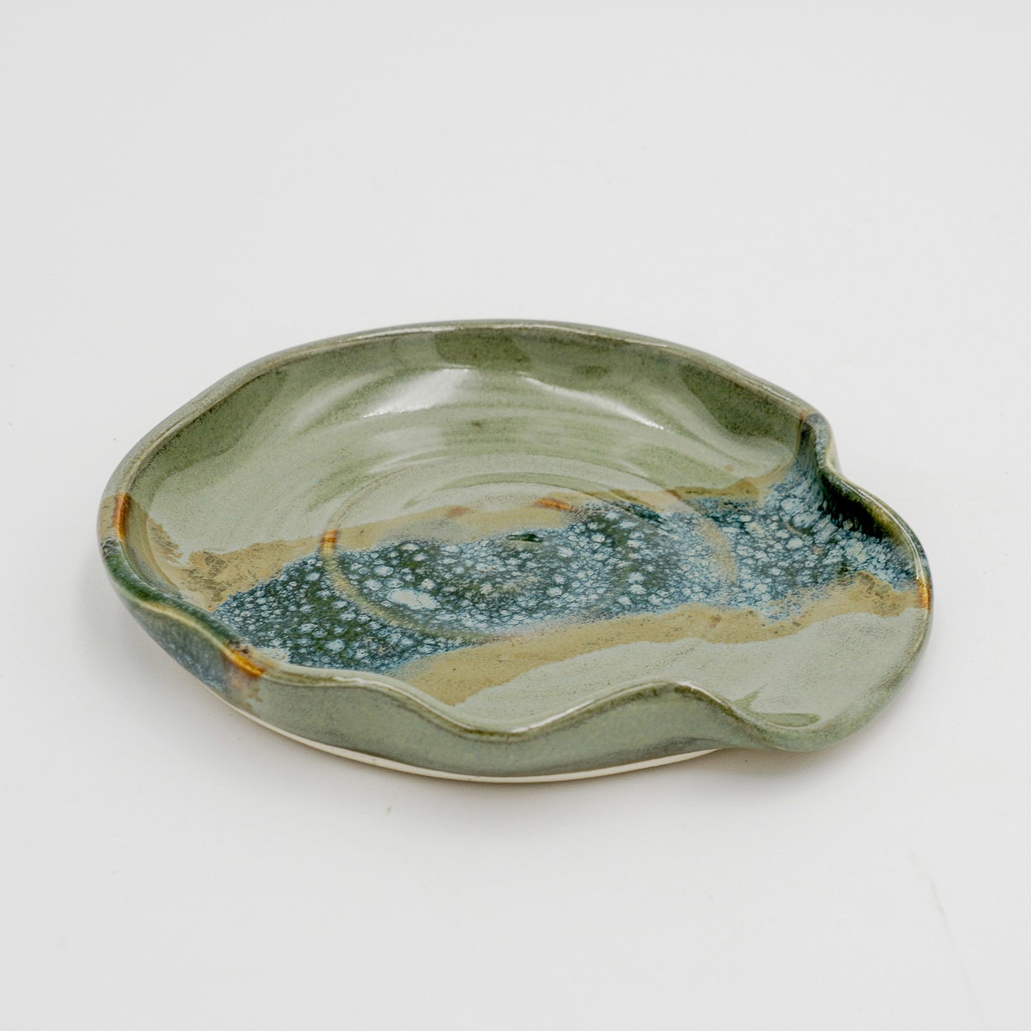 Pottery Spoon Rest Wheel Thrown Ceramic Stoneware Decorative Surface Handmade Holder for Kitchen Utensils