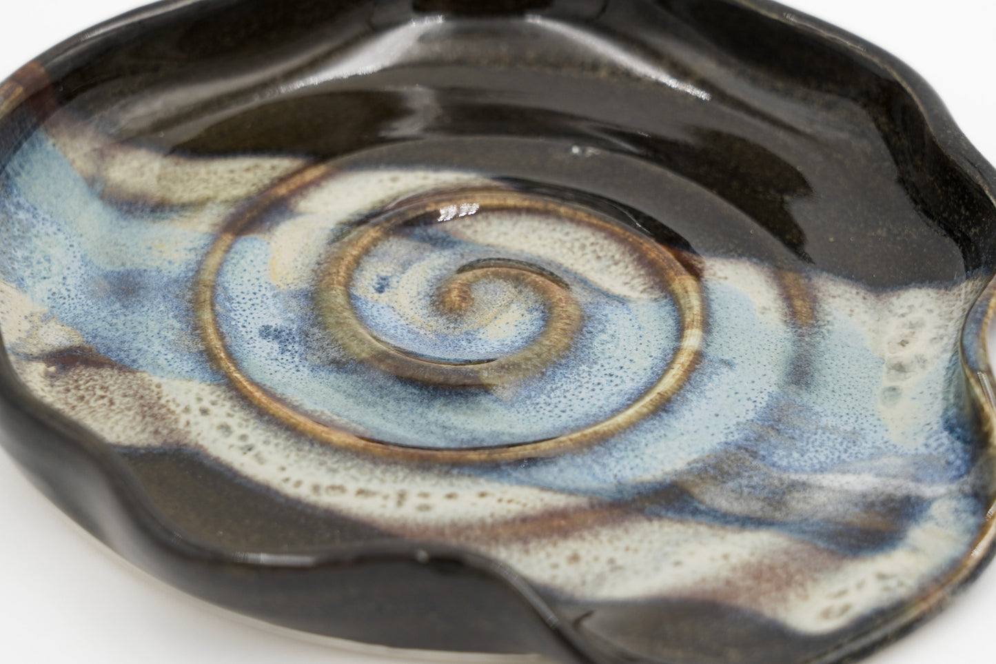 Pottery Spoon Rest Wheel Thrown Ceramic Stoneware Decorative Surface Handmade Holder for Kitchen Utensils